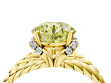 Yellow gold Fancy Yellow Round  Halo Twisted Band Four-Prong Ring_36