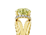 Yellow gold Fancy Yellow Round  Halo Twisted Band Four-Prong Ring_37