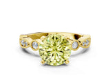 Yellow gold Fancy Yellow Round  Milgrain Bezel Diamond Engagement Ring with Solitaire Prong Setting_29