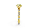 Yellow gold Fancy Yellow Round  Milgrain Bezel Diamond Engagement Ring with Solitaire Prong Setting_31