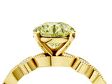 Yellow gold Fancy Yellow Round  Milgrain Bezel Diamond Engagement Ring with Solitaire Prong Setting_33