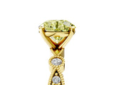 Yellow gold Fancy Yellow Round  Milgrain Bezel Diamond Engagement Ring with Solitaire Prong Setting_34