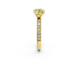 Yellow gold Fancy Yellow Round  Milgrain Pave Diamond Engagement Ring with Four-Prong Setting_2