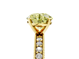 Yellow gold Fancy Yellow Round  Milgrain Pave Diamond Engagement Ring with Four-Prong Setting_5