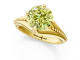 Yellow gold Fancy Yellow Round  Solitaire Beaded Band Six-Prong Setting_1