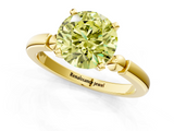 Yellow gold Fancy Yellow Round  Solitaire Beaded Band with Four-Prong Setting_1
