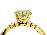 Yellow gold Fancy Yellow Round  Solitaire Beaded Band with Four-Prong Setting_4