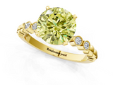 Yellow gold Fancy Yellow Round  Solitaire Bezel Accent Diamond Engagement Ring with Beaded Band and Four-Prong Setting_1