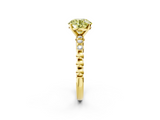 Yellow gold Fancy Yellow Round  Solitaire Bezel Accent Diamond Engagement Ring with Beaded Band and Four-Prong Setting_2