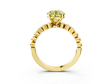 Yellow gold Fancy Yellow Round  Solitaire Bezel Accent Diamond Engagement Ring with Beaded Band and Four-Prong Setting_3