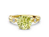 Yellow gold Fancy Yellow Round  Solitaire Bezel-Set Diamond Ring with Beaded Band and Four-Prong Setting_29