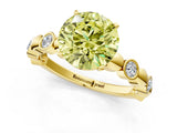 Yellow gold Fancy Yellow Round  Solitaire Bezel-Set Diamond Ring with Beaded Band and Four-Prong Setting_30
