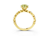 Yellow gold Fancy Yellow Round  Solitaire Bezel-Set Diamond Ring with Beaded Band and Four-Prong Setting_32