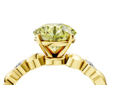 Yellow gold Fancy Yellow Round  Solitaire Bezel-Set Diamond Ring with Beaded Band and Four-Prong Setting_33