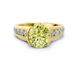 Yellow gold Fancy Yellow Round  Solitaire Bezel-Set Diamond Ring with Channel-Set Band