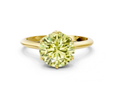 Yellow gold Fancy Yellow Round  Solitaire Cathedral Diamond Ring with Six-Prong Setting