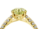 Yellow gold Fancy Yellow Round  Solitaire Chevron Pave Diamond Engagement Ring with Six-Prong Setting_4