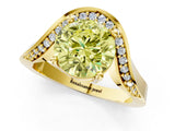 Yellow gold Fancy Yellow Round  Solitaire Diamond Engagement Ring with Pave Band and Four-Prong Setting 2