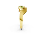 Yellow gold Fancy Yellow Round  Solitaire Diamond Engagement Ring with Pave Band and Four-Prong Setting 3