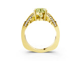 Yellow gold Fancy Yellow Round  Solitaire Diamond Engagement Ring with Pave Band and Four-Prong Setting 4