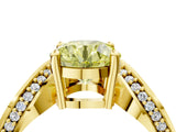 Yellow gold Fancy Yellow Round  Solitaire Diamond Engagement Ring with Pave Band and Four-Prong Setting 5