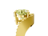 Yellow gold Fancy Yellow Round  Solitaire Diamond Engagement Ring with Pave Band and Four-Prong Setting