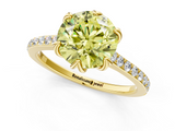 Yellow gold Fancy Yellow Round  Solitaire Diamond Engagement Ring with Pave Band and Six-Prong Setting_1