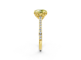 Yellow gold Fancy Yellow Round  Solitaire Diamond Engagement Ring with Pave Band and Six-Prong Setting_2