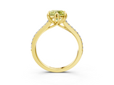 Yellow gold Fancy Yellow Round  Solitaire Diamond Engagement Ring with Pave Band and Six-Prong Setting_3