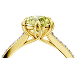 Yellow gold Fancy Yellow Round  Solitaire Diamond Engagement Ring with Pave Band and Six-Prong Setting_4