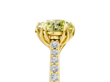 Yellow gold Fancy Yellow Round  Solitaire Diamond Engagement Ring with Pave Band and Six-Prong Setting_5