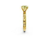 Yellow gold Fancy Yellow Round  Solitaire Diamond Engagement Ring with XO Engraved Band and Four-Prong Setting 2