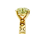 Yellow gold Fancy Yellow Round  Solitaire Diamond Engagement Ring with XO Engraved Band and Four-Prong Setting 5