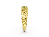 Yellow gold Fancy Yellow Round  Solitaire Diamond Leaf Vine Band with Prong Setting_2