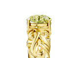 Yellow gold Fancy Yellow Round  Solitaire Diamond Leaf Vine Band with Prong Setting_5