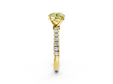 Yellow gold Fancy Yellow Round  Solitaire Diamond Pavé Band with Four-Prong Setting_2