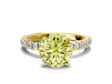 Yellow gold Fancy Yellow Round  Solitaire Diamond Pavé Band with Four-Prong Setting
