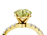 Yellow gold Fancy Yellow Round  Solitaire Diamond Pavé Band with Four-Prong Setting_4