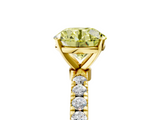Yellow gold Fancy Yellow Round  Solitaire Diamond Pavé Band with Four-Prong Setting_5