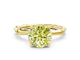 Yellow gold Fancy Yellow Round  Solitaire Diamond Ring with Bamboo Band and Four-Prong Setting
