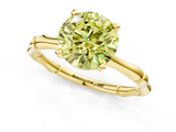 Yellow gold Fancy Yellow Round  Solitaire Diamond Ring with Bamboo Band and Four-Prong Setting_1