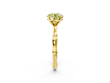 Yellow gold Fancy Yellow Round  Solitaire Diamond Ring with Bamboo Band and Four-Prong Setting_2