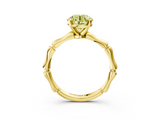 Yellow gold Fancy Yellow Round  Solitaire Diamond Ring with Bamboo Band and Four-Prong Setting_3