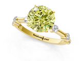 Yellow gold Fancy Yellow Round  Solitaire Diamond Ring with Bezel Set Side Stones and Prong Setting_1