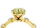 Yellow gold Fancy Yellow Round  Solitaire Diamond Ring with Bezel Set Side Stones and Prong Setting_4