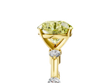 Yellow gold Fancy Yellow Round  Solitaire Diamond Ring with Bezel Set Side Stones and Prong Setting_5