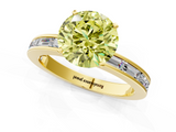 Yellow gold Fancy Yellow Round  Solitaire Diamond Ring with Channel-Set Baguette Band and Four-Prong Setting_1