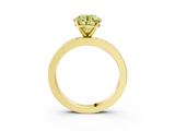 Yellow gold Fancy Yellow Round  Solitaire Diamond Ring with Channel-Set Baguette Band and Four-Prong Setting_3