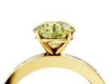 Yellow gold Fancy Yellow Round  Solitaire Diamond Ring with Channel-Set Baguette Band and Four-Prong Setting_4