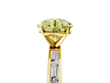 Yellow gold Fancy Yellow Round  Solitaire Diamond Ring with Channel-Set Baguette Band and Four-Prong Setting_5